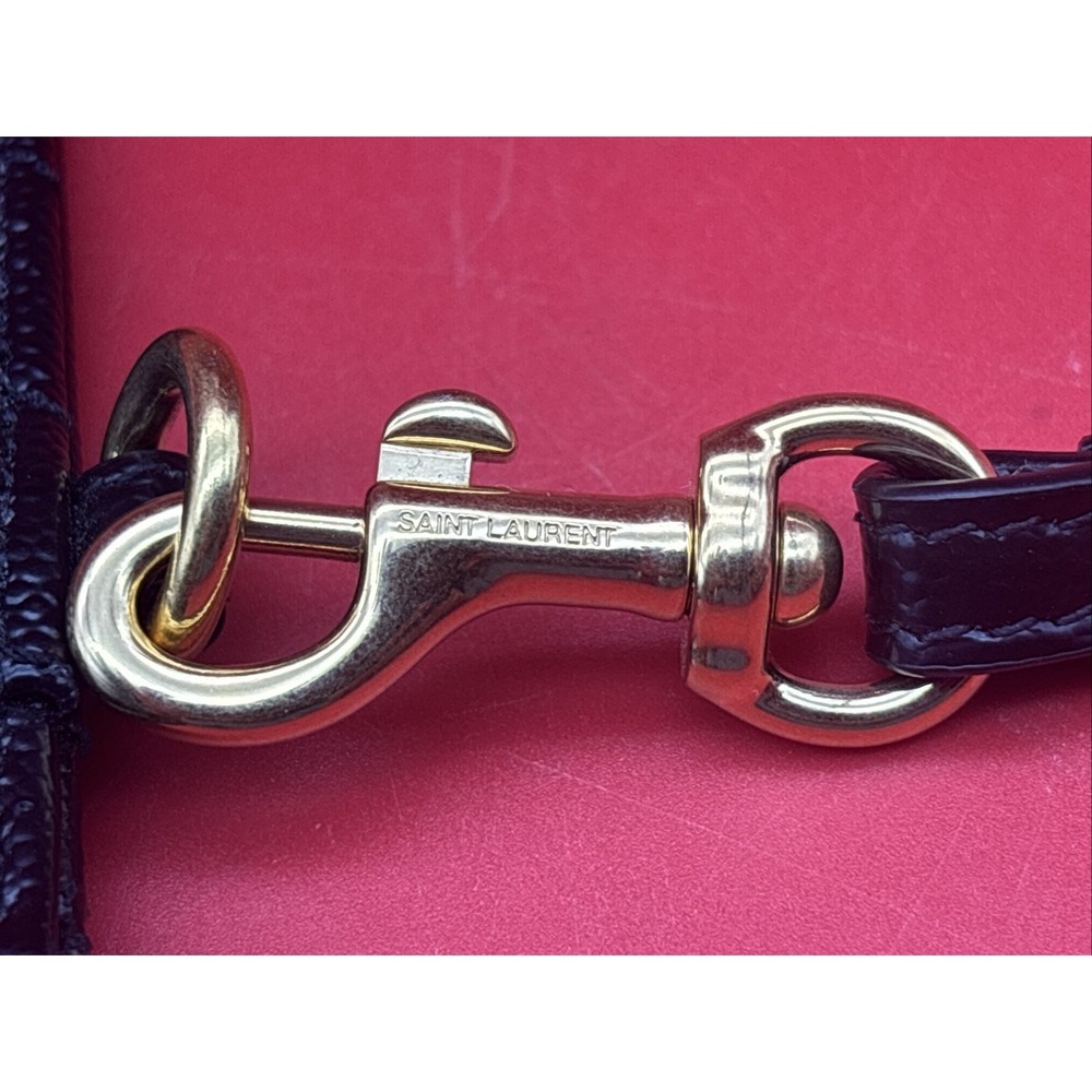 Saint Laurent Black Matelasse Gold Logo Wristlet Clutch - Picture 8 of 14